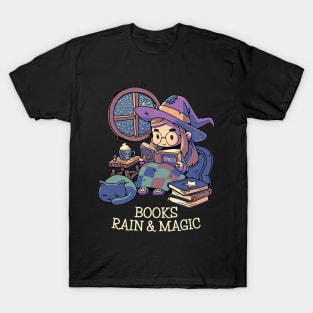 Books Rain & Magic // Spooky Halloween Fall Witch T-Shirt